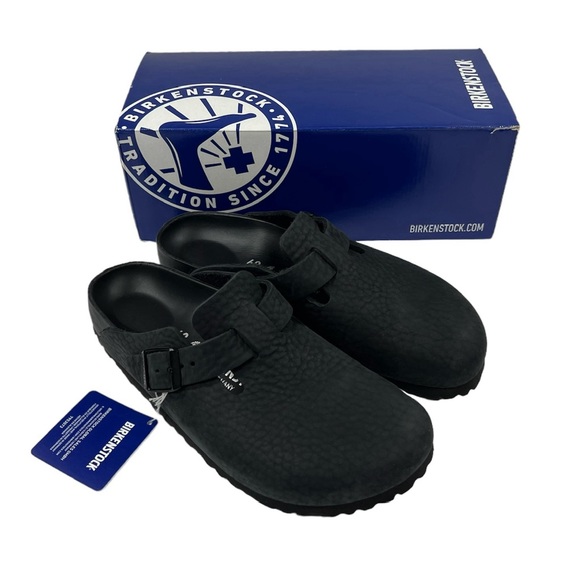 **SOLD**     Birkenstock Boston Exquisite Leather Black Blackout Men 7 Euro 40 - Picture 10 of 16